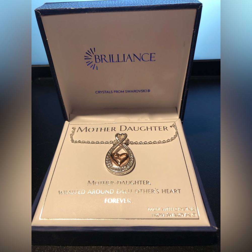 Brilliance Mother Daughter silver-plated pendant necklace